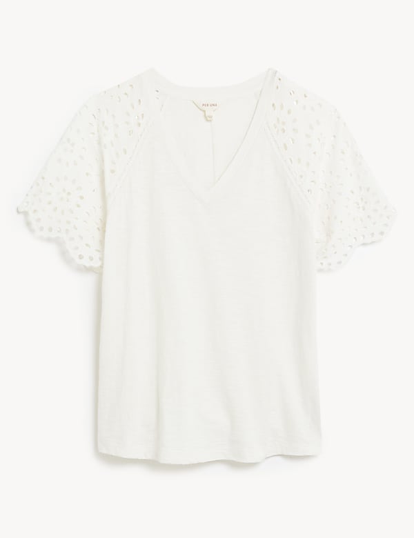 Pure Cotton Broderie Detail T-Shirt