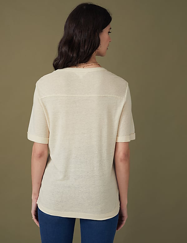 Linen Blend Printed T-Shirt