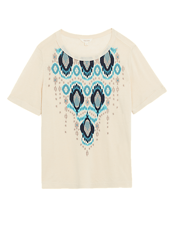Linen Blend Printed T-Shirt