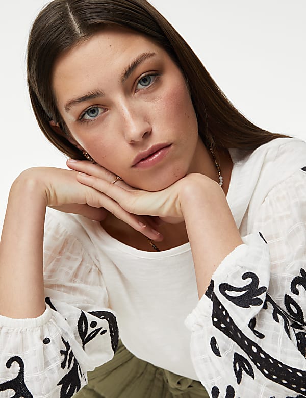 Pure Cotton Embroidered Top