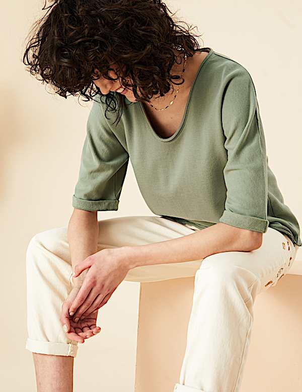 Pure Cotton Scoop Neck Sweatshirt