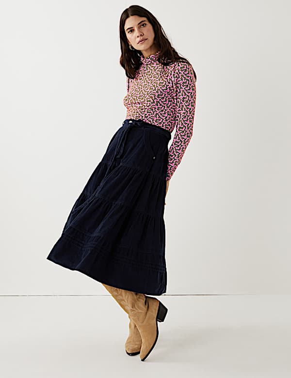 Jersey Floral Funnel Neck Long Sleeve Top