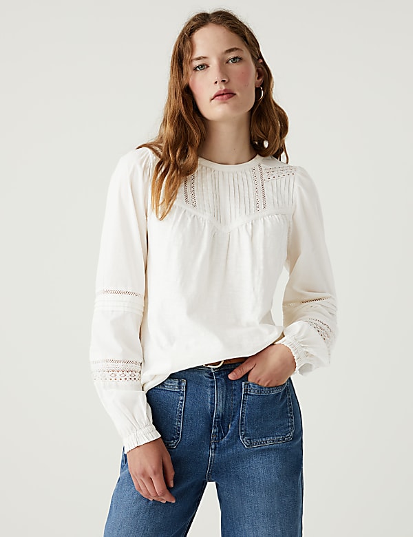 Jersey Round Neck Long Sleeve Top
