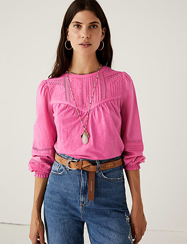 Jersey Round Neck Long Sleeve Top