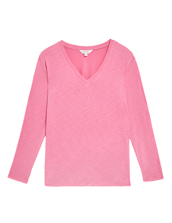 Modal Rich V-Neck Long Sleeve Longline Top