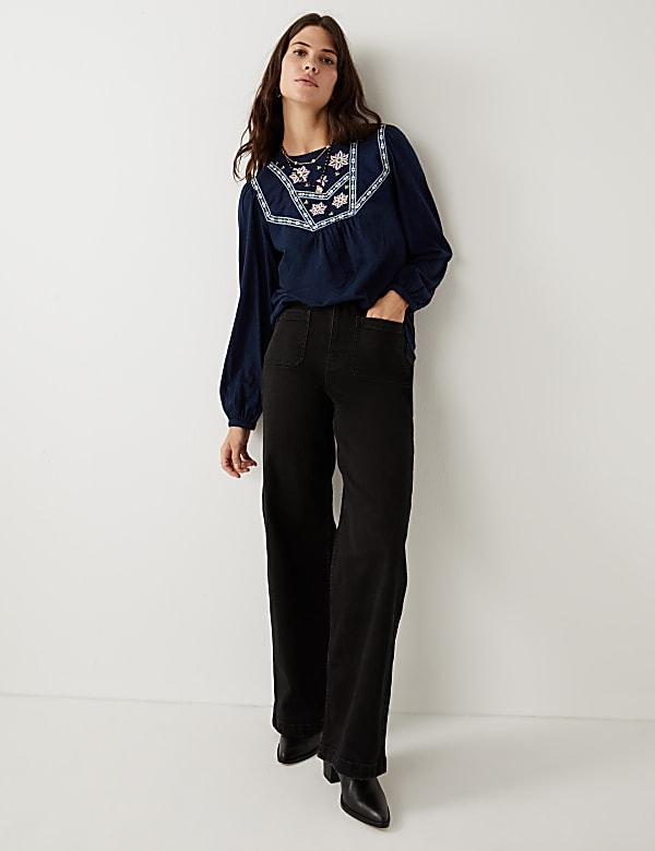 Pure Cotton Floral Long Sleeve Top