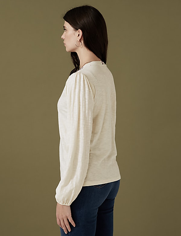 Pure Cotton Embroidered Long Sleeve Top