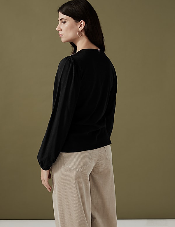 Pure Cotton Embroidered Long Sleeve Top