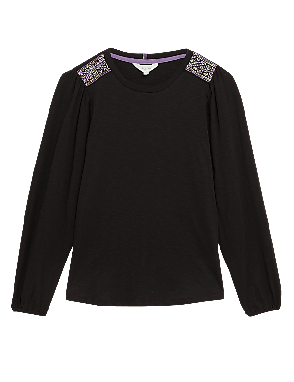 Pure Cotton Embroidered Long Sleeve Top