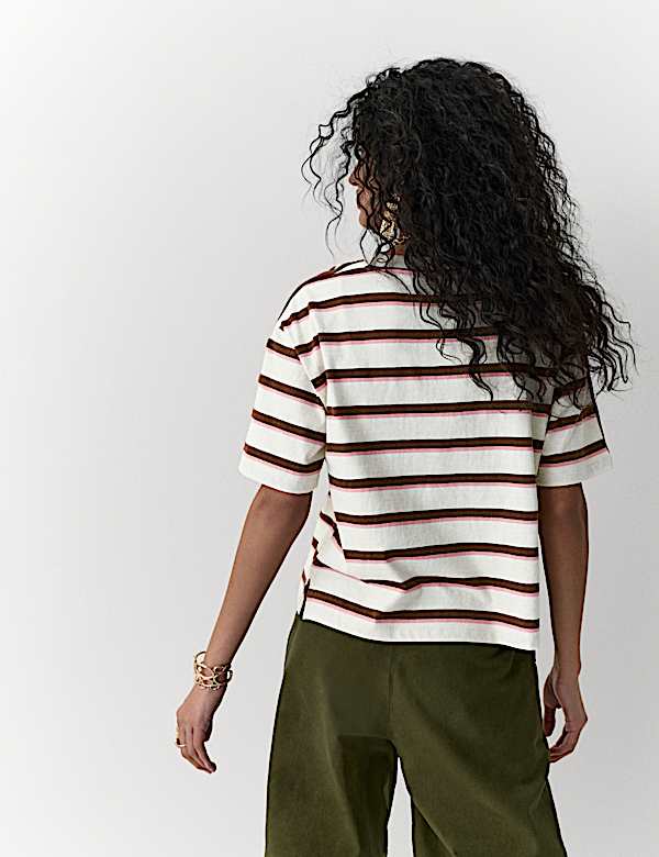 Pure Cotton Striped Boxy T-Shirt - VN