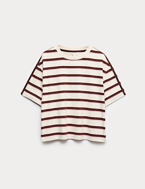 Pure Cotton Striped Boxy T-Shirt - VN