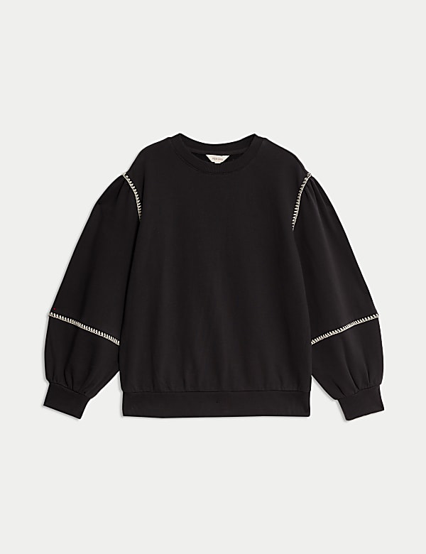 Pure Cotton Blouson Sleeve Sweatshirt - PT