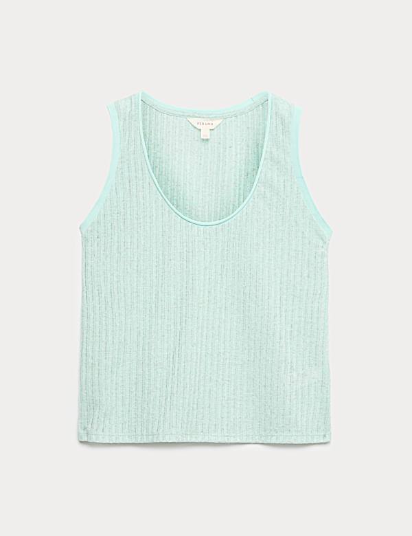 Textured Jersey Scoop Neck Vest with Linen - DK