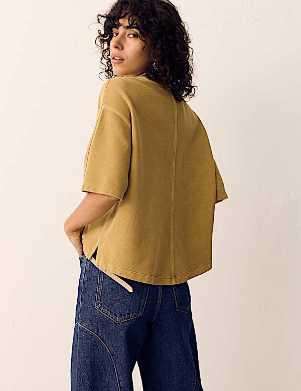 Pure Cotton Crew Neck Boxy Sweatshirt - US