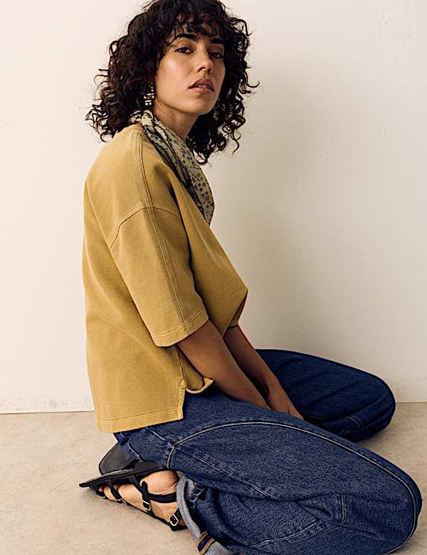 Pure Cotton Crew Neck Boxy Sweatshirt - US