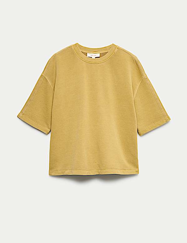 Pure Cotton Crew Neck Boxy Sweatshirt - US