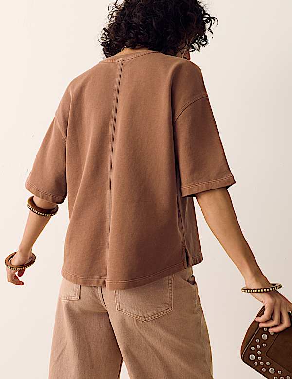 Pure Cotton Crew Neck Boxy Sweatshirt - GR