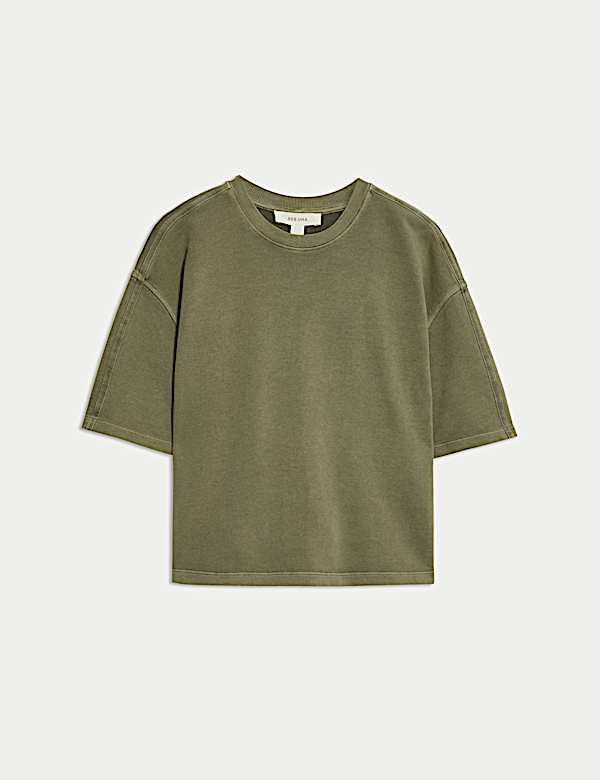 Zuiver katoenen boxy sweatshirt met ronde hals - BE