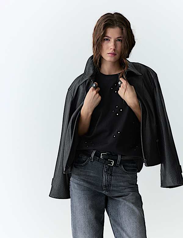 T-shirt 100 % coton à décoration miroir - LU