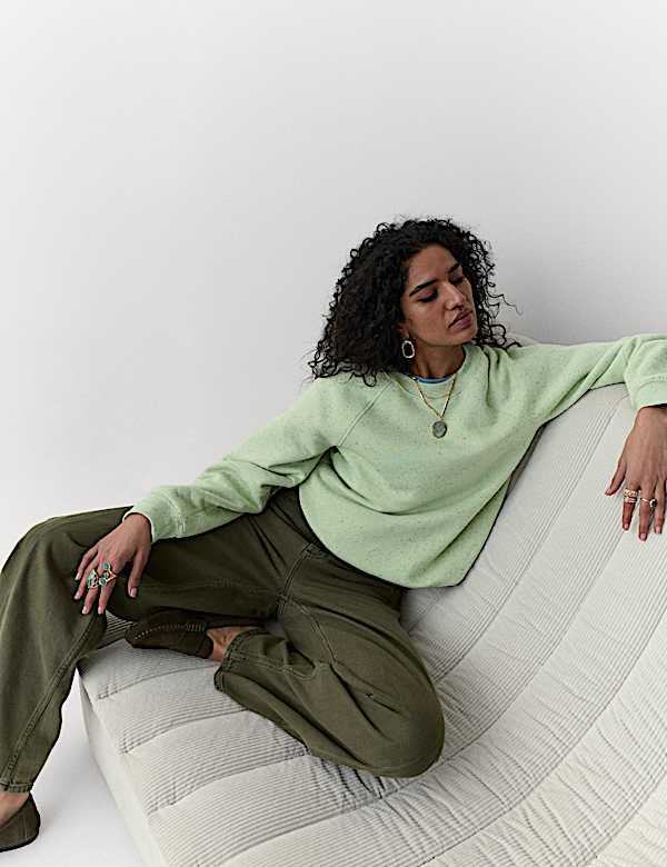 Cotton Rich Fleck Crew Neck Sweatshirt - SK