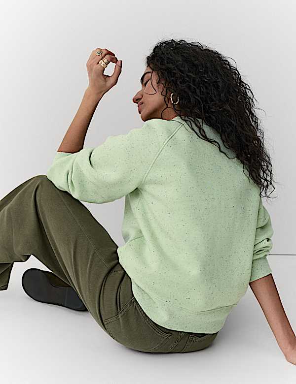 Cotton Rich Fleck Crew Neck Sweatshirt - SK