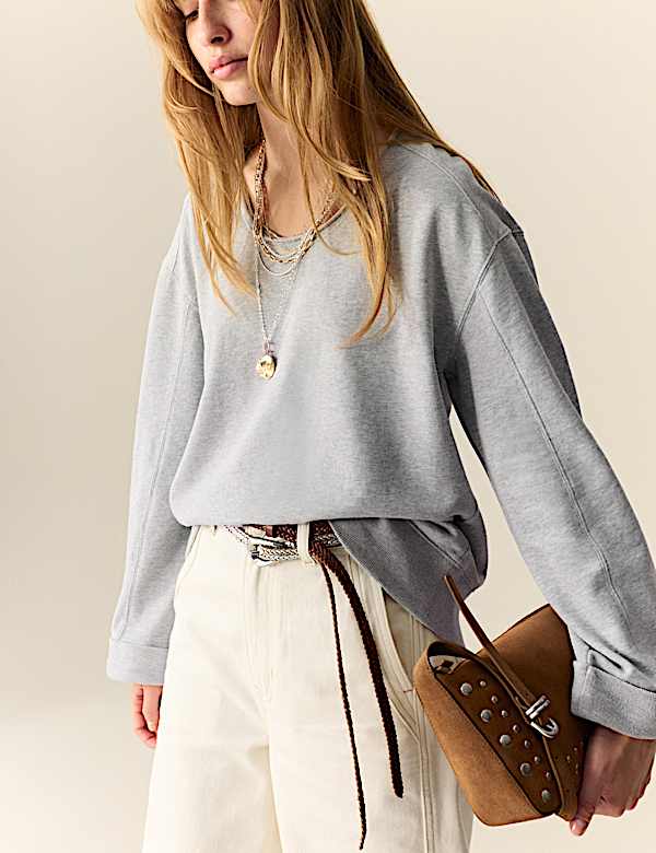 Pure Cotton Scoop Neck Sweatshirt - SK