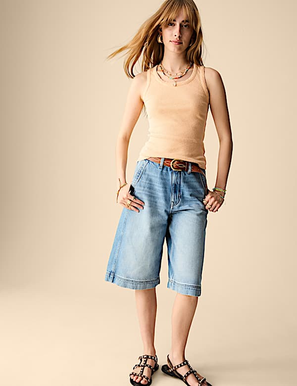 Cotton Rich Ribbed Scoop Neck Fitted Vest - FI