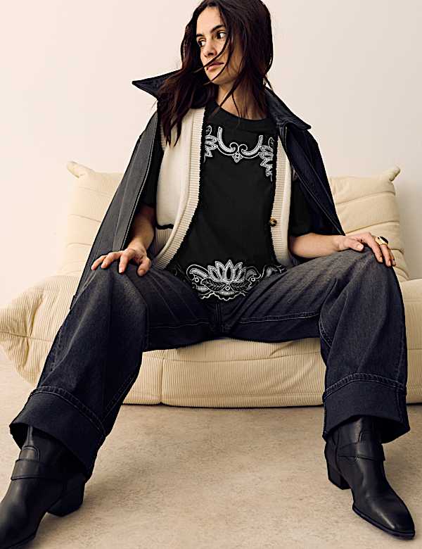 Pure Cotton Jersey Embroidered T-Shirt - CA