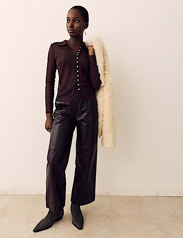 Shimmer Knitted Long Sleeve Shirt - BE