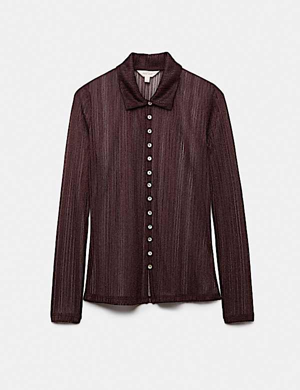Shimmer Knitted Long Sleeve Shirt - BE