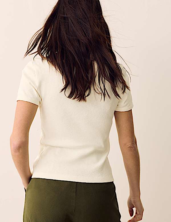 Cotton Rich Ribbed Button Front Top - MV