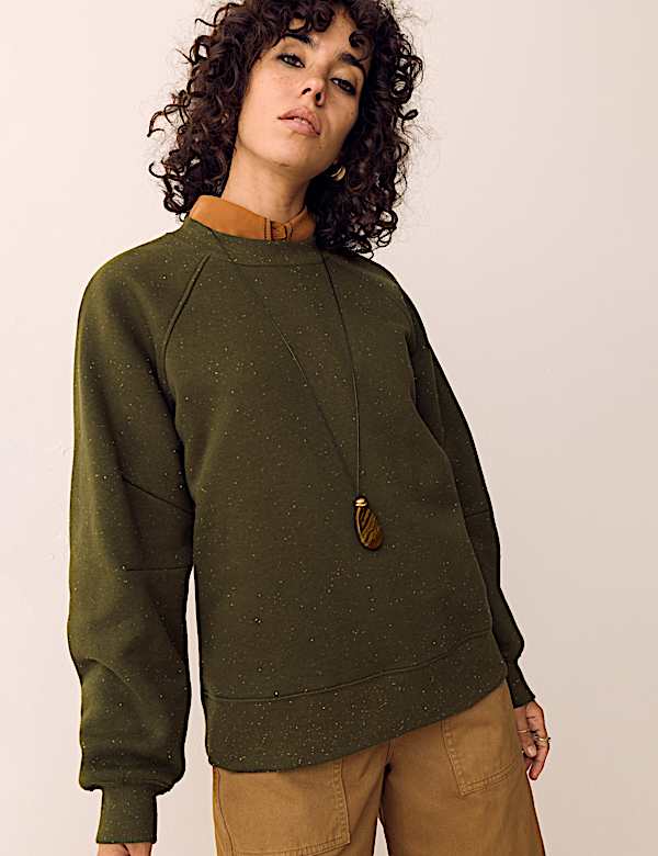 Cotton Rich Flecked Sweatshirt - US