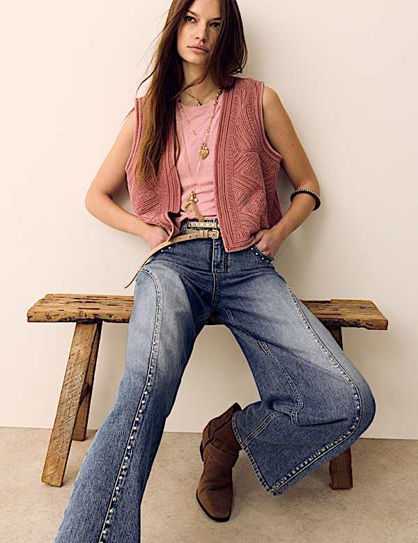 גופיה ללא שרוולים מתערובת פשתן עם קפלים בכתפיים - IL