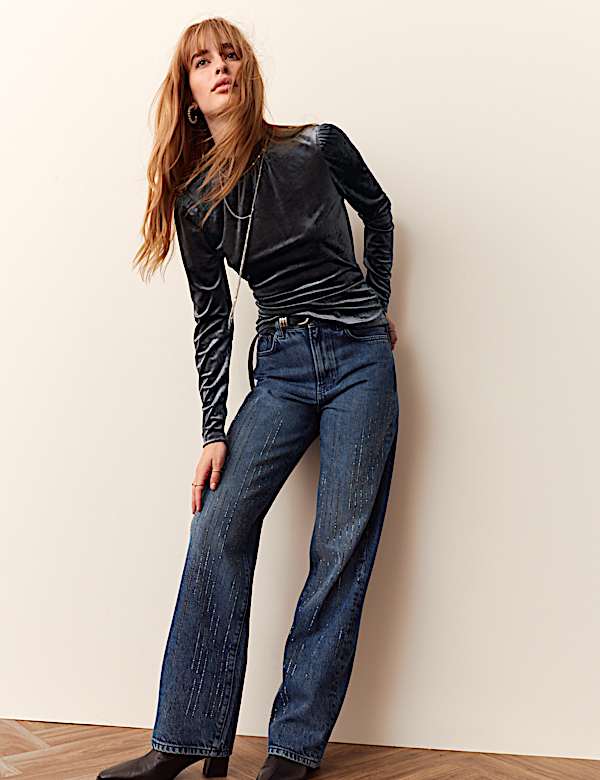 Velvet High Neck Top