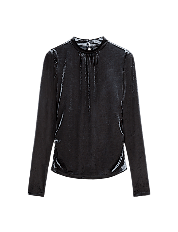 Velvet High Neck Top
