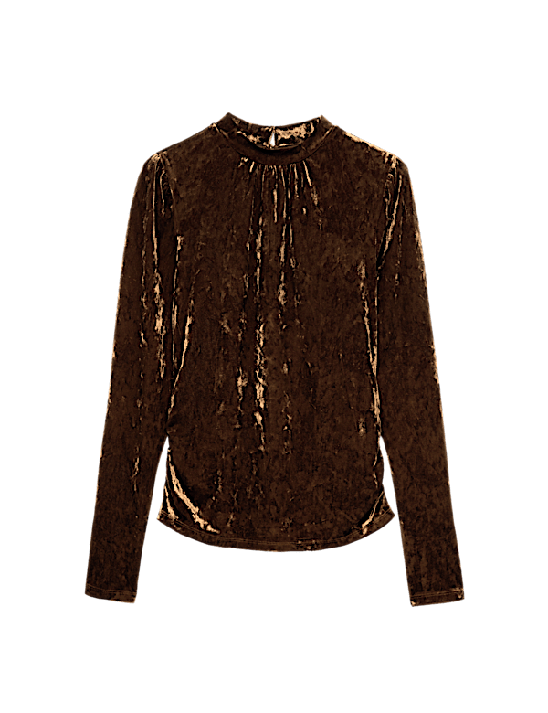 Velvet High Neck Top