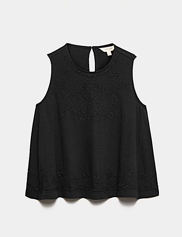 Cotton Rich Embellished Trapeze Vest Top - JP