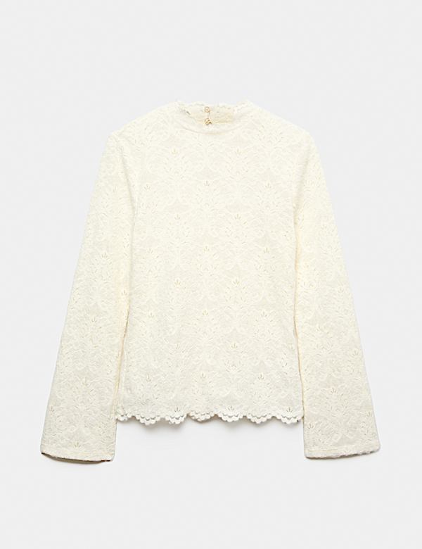 Lace High Neck Regular Fit Top - VN