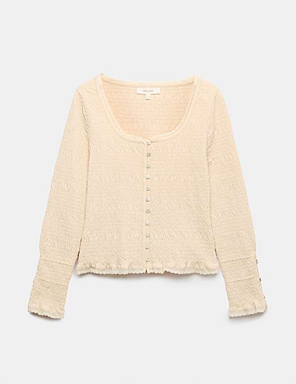 Pure Cotton Shirred Scoop Neck Top - NZ
