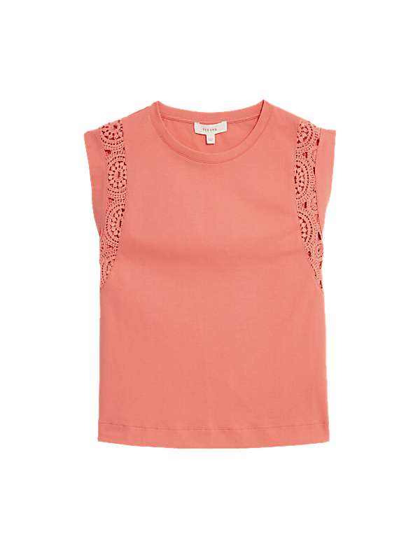 Pure Cotton Lace Insert T-Shirt