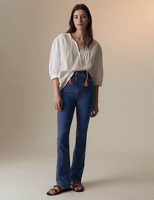 Lyocell Rich High Waisted Slim Flare Jeans