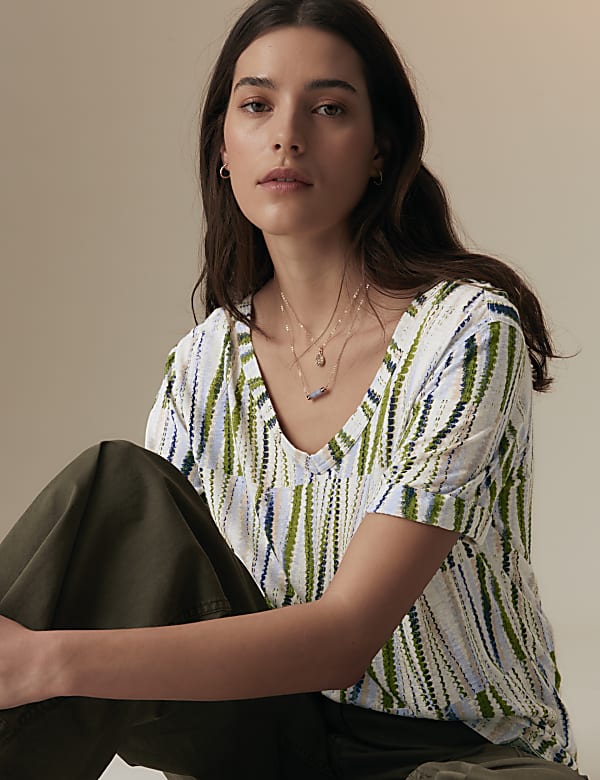 Linen Blend Printed T-Shirt