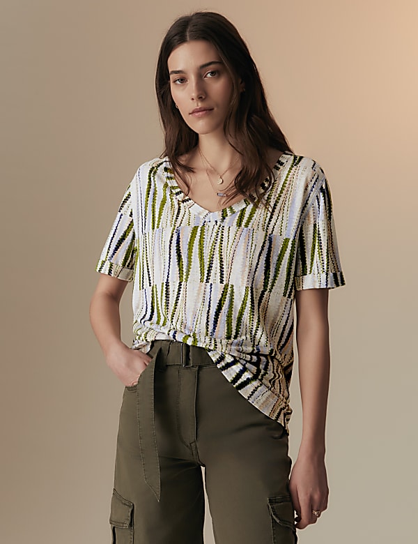 Linen Blend Printed T-Shirt