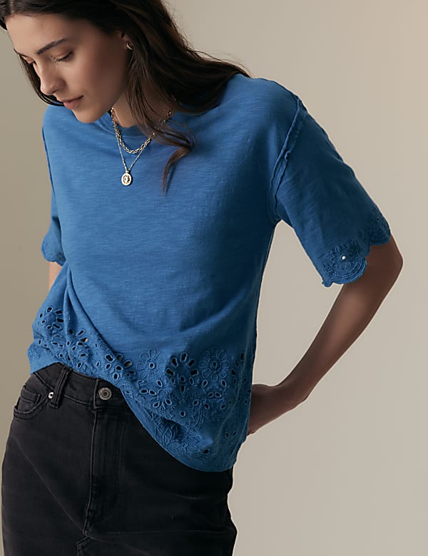 Pure Cotton Broderie T-Shirt