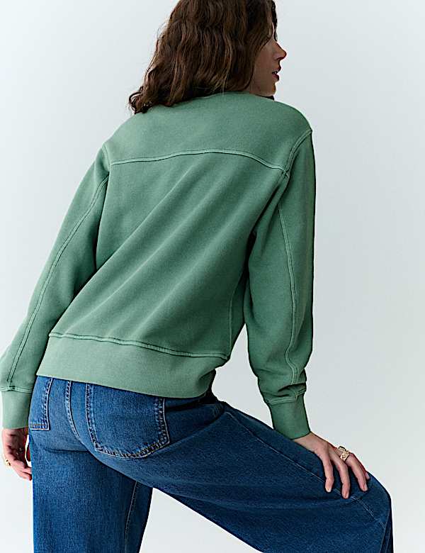 St&uuml;ckgef&auml;rbtes Sweatshirt aus Baumwolle mit lockerer Passform - AT