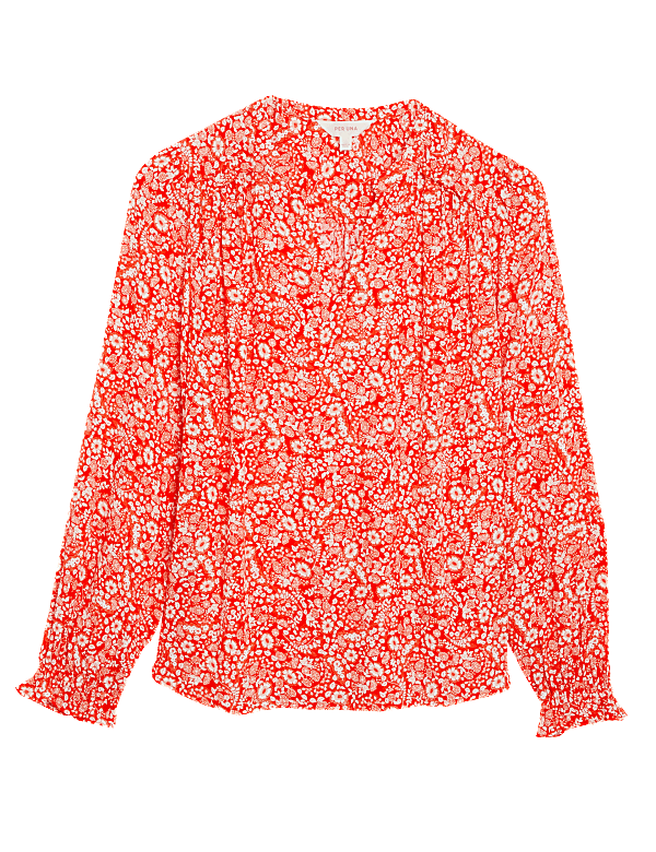 Floral Notch Neck Popover Blouse