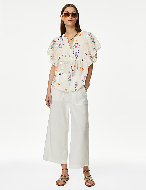 Pure Cotton Printed Notch Neck Blouse