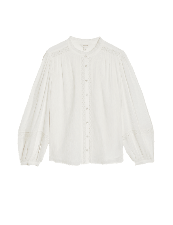 Modal Blend Lace Insert Blouse