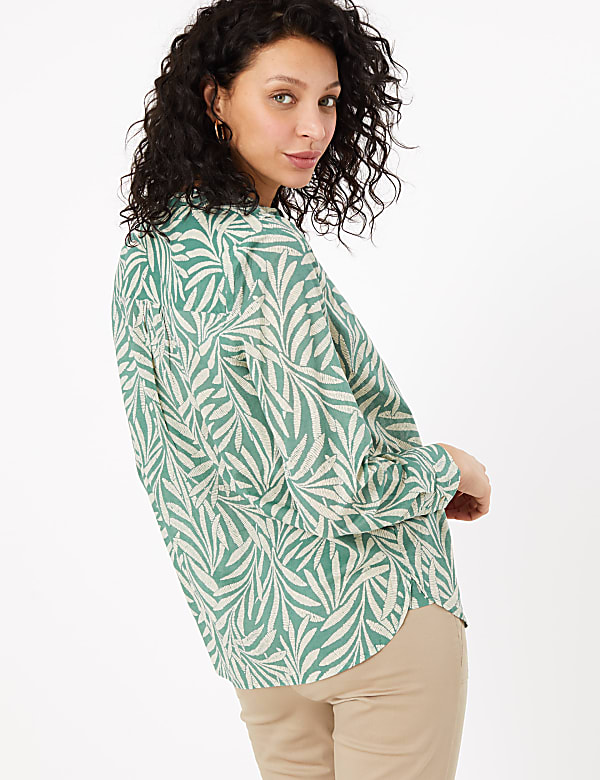 Pure Cotton Printed High Neck Blouse