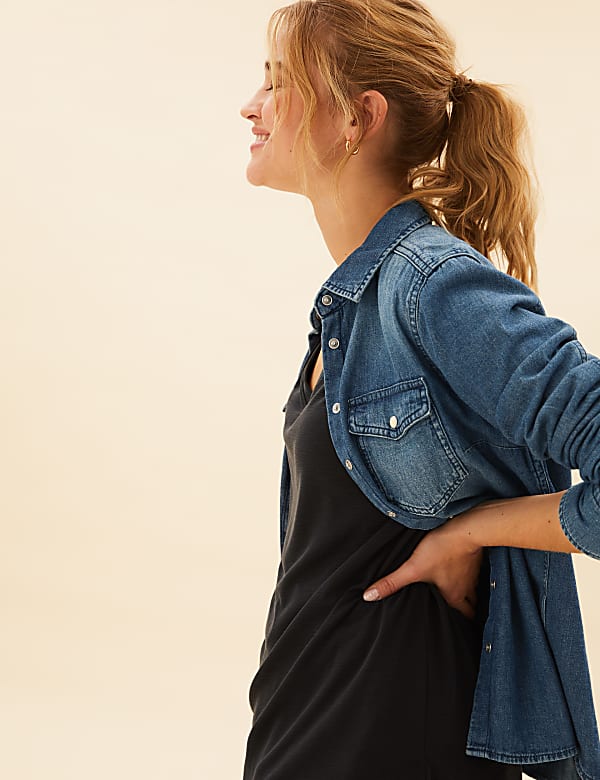 Pure Cotton Button Detail Long Sleeve Shirt